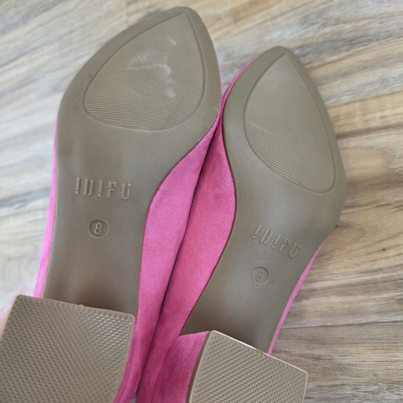 📃☔️🩵⏭️NIB Pink Suede Closed Toe Chunky Block Heel Shoes Size 8 - Picture 16 of 16